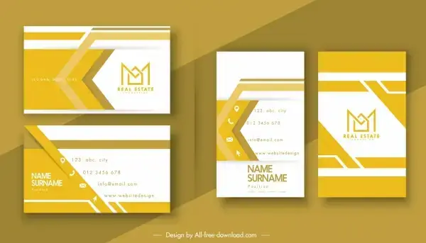 business card template modern flat bright yellow white