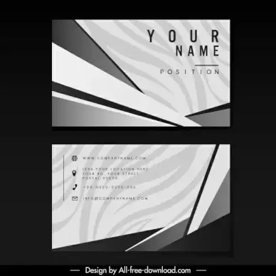 business card template retro black white abstract decor