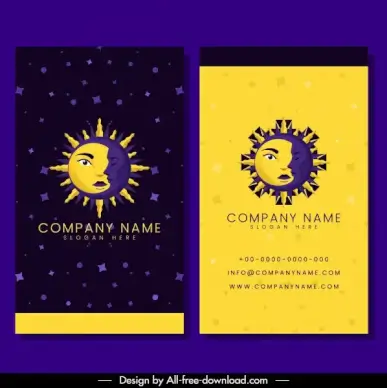 business card template stylized moon sun icon decor