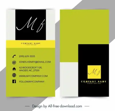 business card template texts decor simple plain contrast