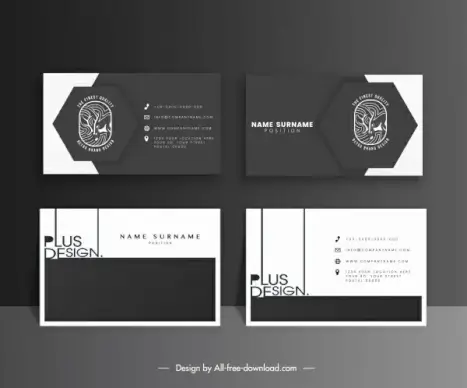 business card templates elegant black white flat decor