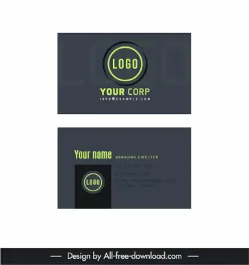 business card templates elegant dark flat plain decor