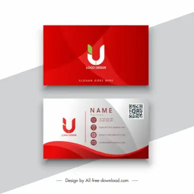business card templates elegant red white decor