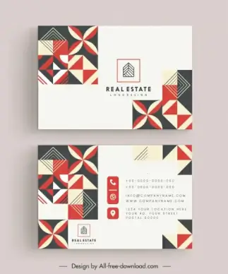 business card templates flat decorative symmetry shapes
