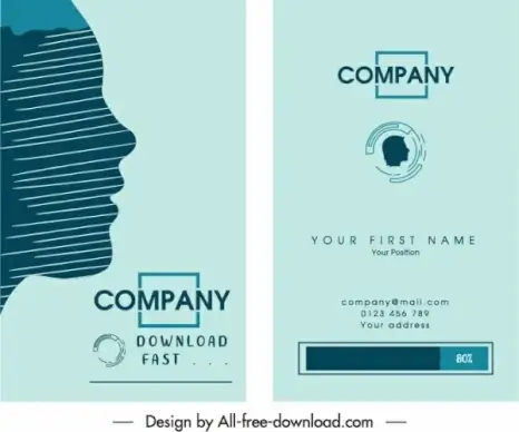 business card templates flat face sketch elegant decor