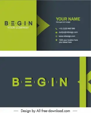 business card templates modern contrast flat texts decor