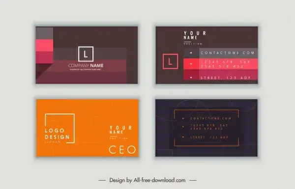 business card templates modern simple dark flat decor