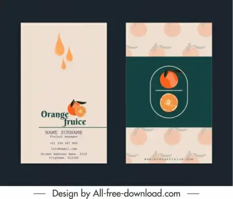 business card templates orange juice theme elegant classic
