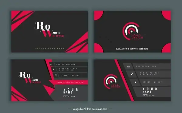 business cards templates elegant modern black red decor