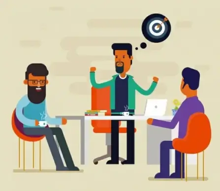 business conversation drawing men icons colored cartoon design