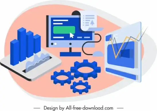 business design elements 3d symbols sketch