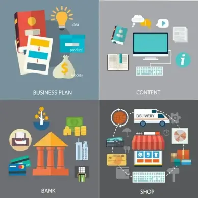 business development elements isolated with various stages