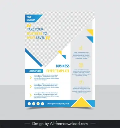 business flyer template elegant checkered triangles shapes