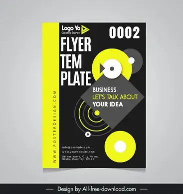 business flyer template flat contrast geometry 
