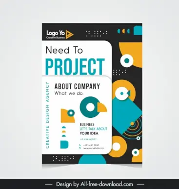 business flyer template geometric objects contrast