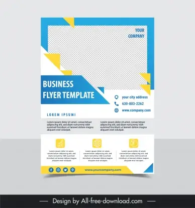 business flyer template modern elegant geometric checkered decor