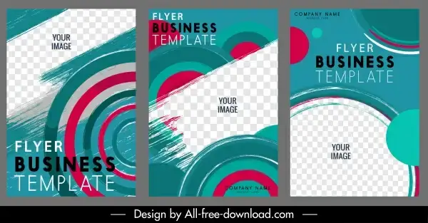 business flyer templates colorful circles checkered decor