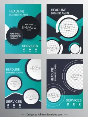 business flyer templates dark modern elegant circles decor