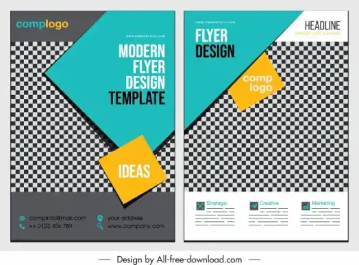 business flyer templates elegant modern checkered geometry decor