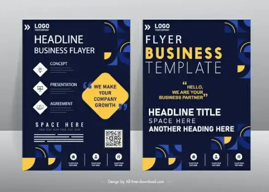 business flyer templates modern dark geometric pattern elements