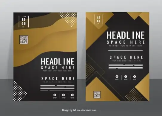 business flyer templates modern elegant dark geometric decor