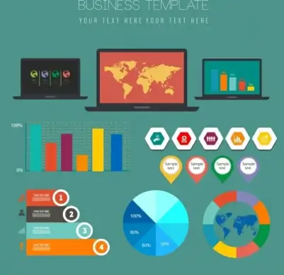 business graph design elements multicolored flat shapes