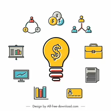 business icon sets flat symbols outline 