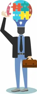 business idea concept businessman lightbulb puzzle joints decor