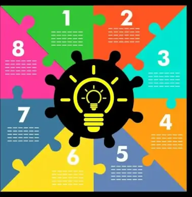 business idea infographic lightbulb icon puzzle joints background