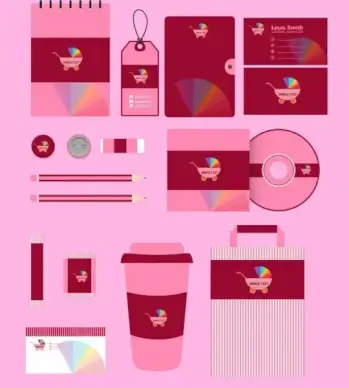 business identity sets baby trolley ornament pink design