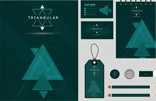 business identity sets dark green triangle decoration