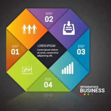 business infographic design with colorful geometries combination