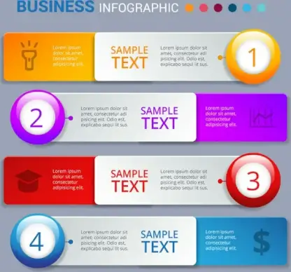 business infographic design with colorful horizontal tabs