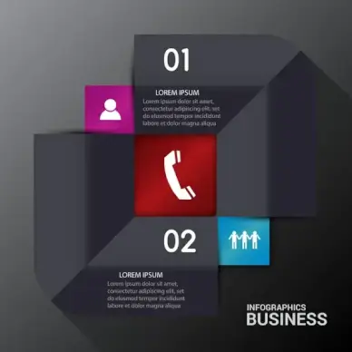 business infographic illustration with 3d black background