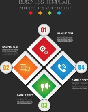 business infographic template colorful flat squares rounds decor
