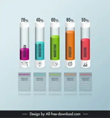 business infographic template modern 3d pillars 