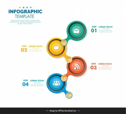 business infographic template symmetric circles buttons layout