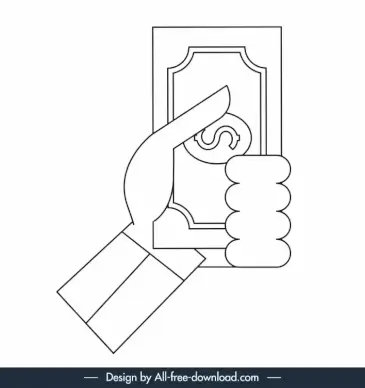 business investment icon hand holding money black white outline