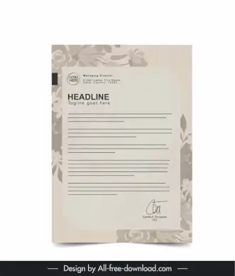 business letterhead template elegant classical botany decor 