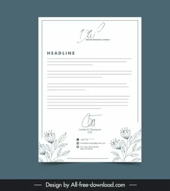 business letterhead template elegant handdrawn floral decor