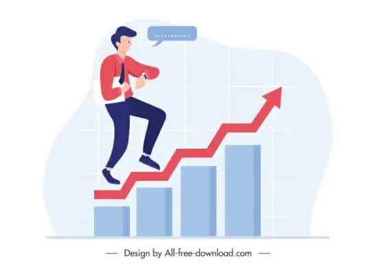 business man forex chart backdrop flat cartoon sketch