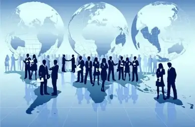 business people with world design vector