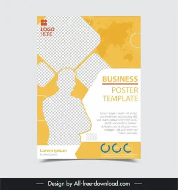 business poster template flat geometry checkered human global map