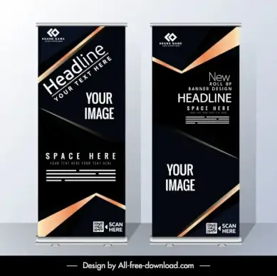 business poster templates modern elegant dark rolled up