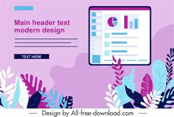 business presentation background leaves charts sketch colorful flat