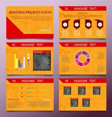 business presentation templates design with orange vignette background