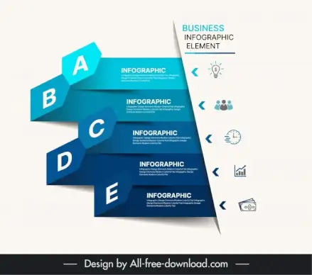 business process abstract infographics template elegant 3d geometric 