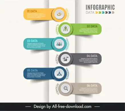 business process abstract infographics template elegant modern geometric tabs