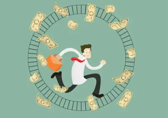 businessman vector illustration with running man and money