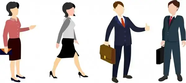 businessmen and women icons collection in formal clothes